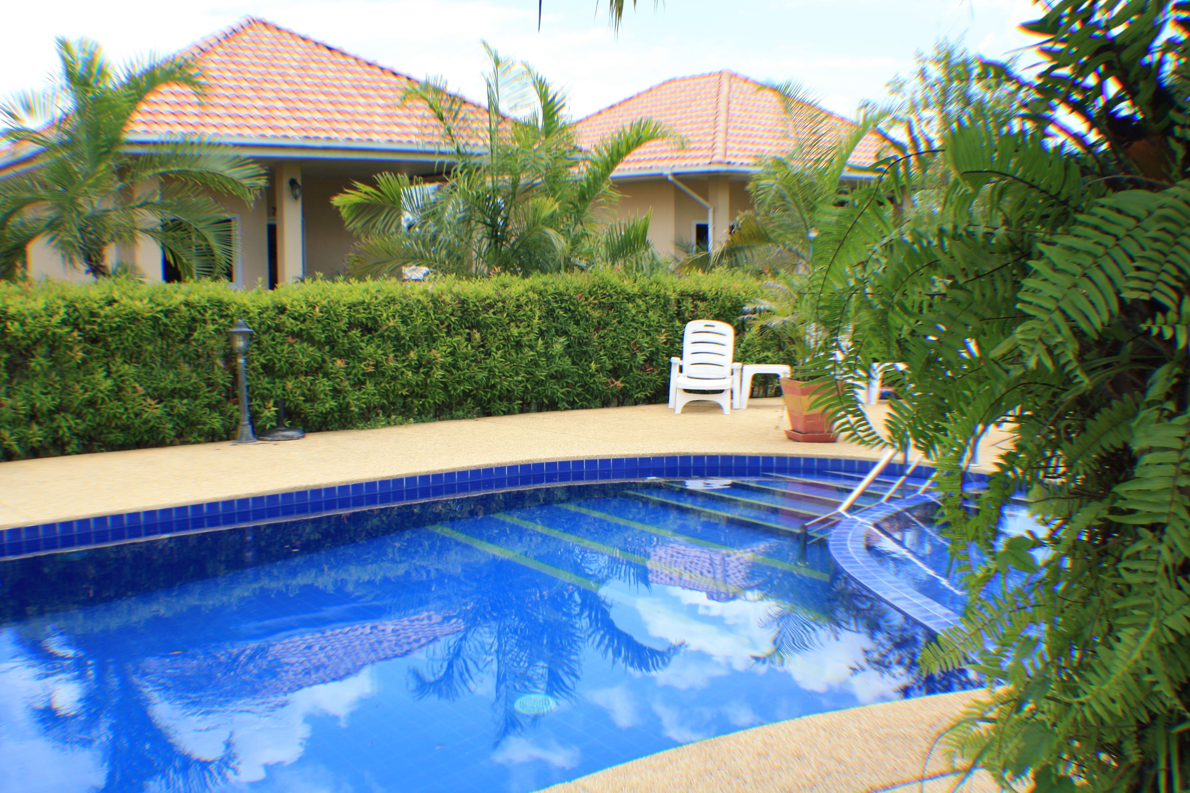 Outdoor pool, sun loungers