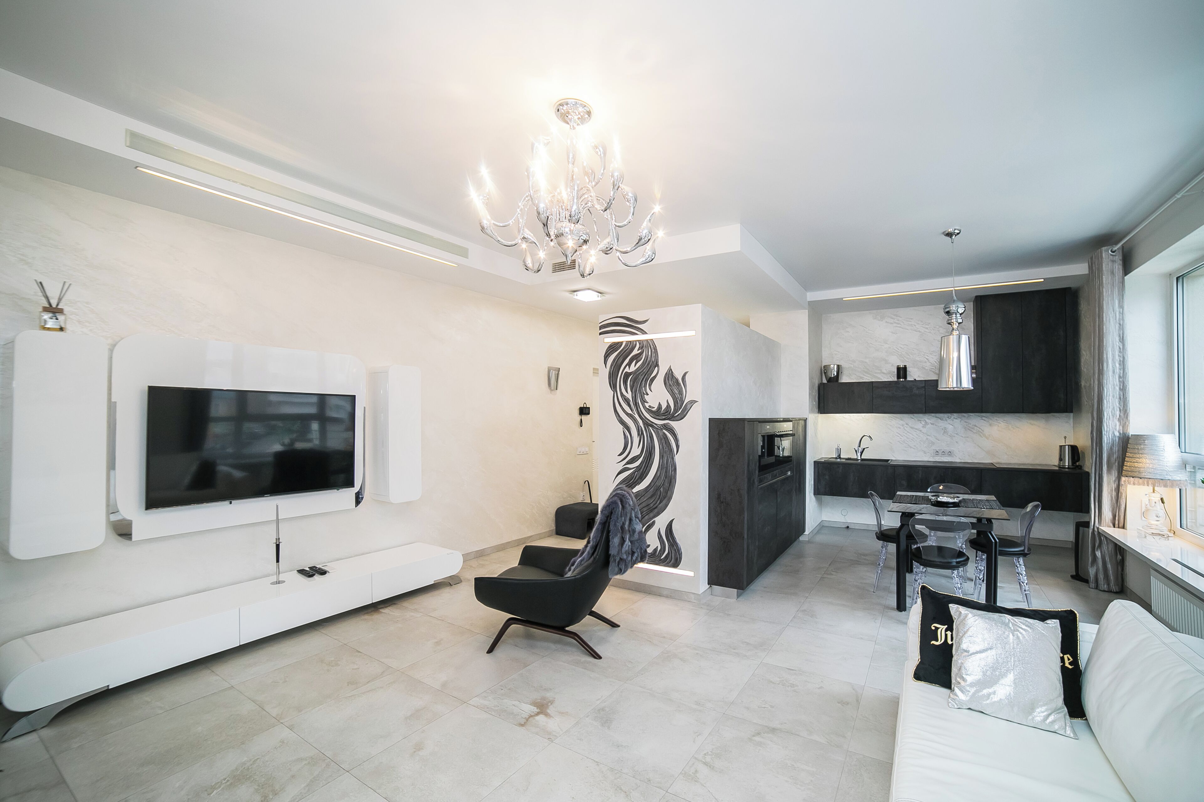 Premium-huoneisto (6, Storozhovskaya Street) | Oleskelualue | LED-televisio