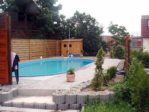 Outdoor pool, sun loungers