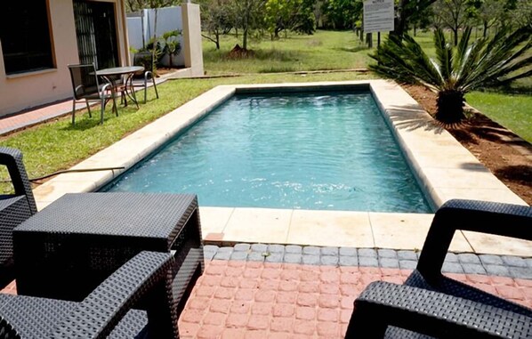 Outdoor pool, pool loungers