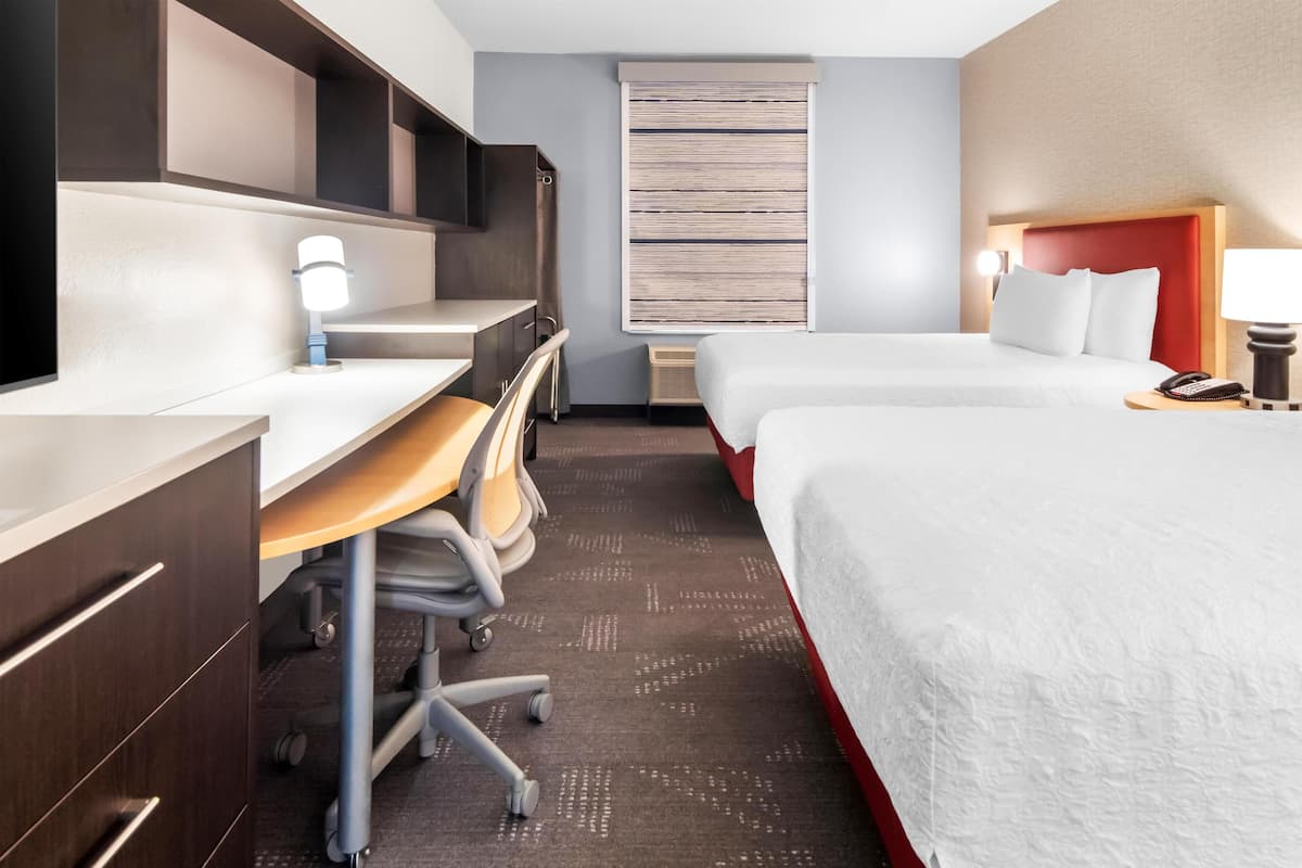 Studio, 2 Queen Beds, Accessible, Non Smoking (Hearing) | Desk, laptop workspace, blackout drapes, iron/ironing board