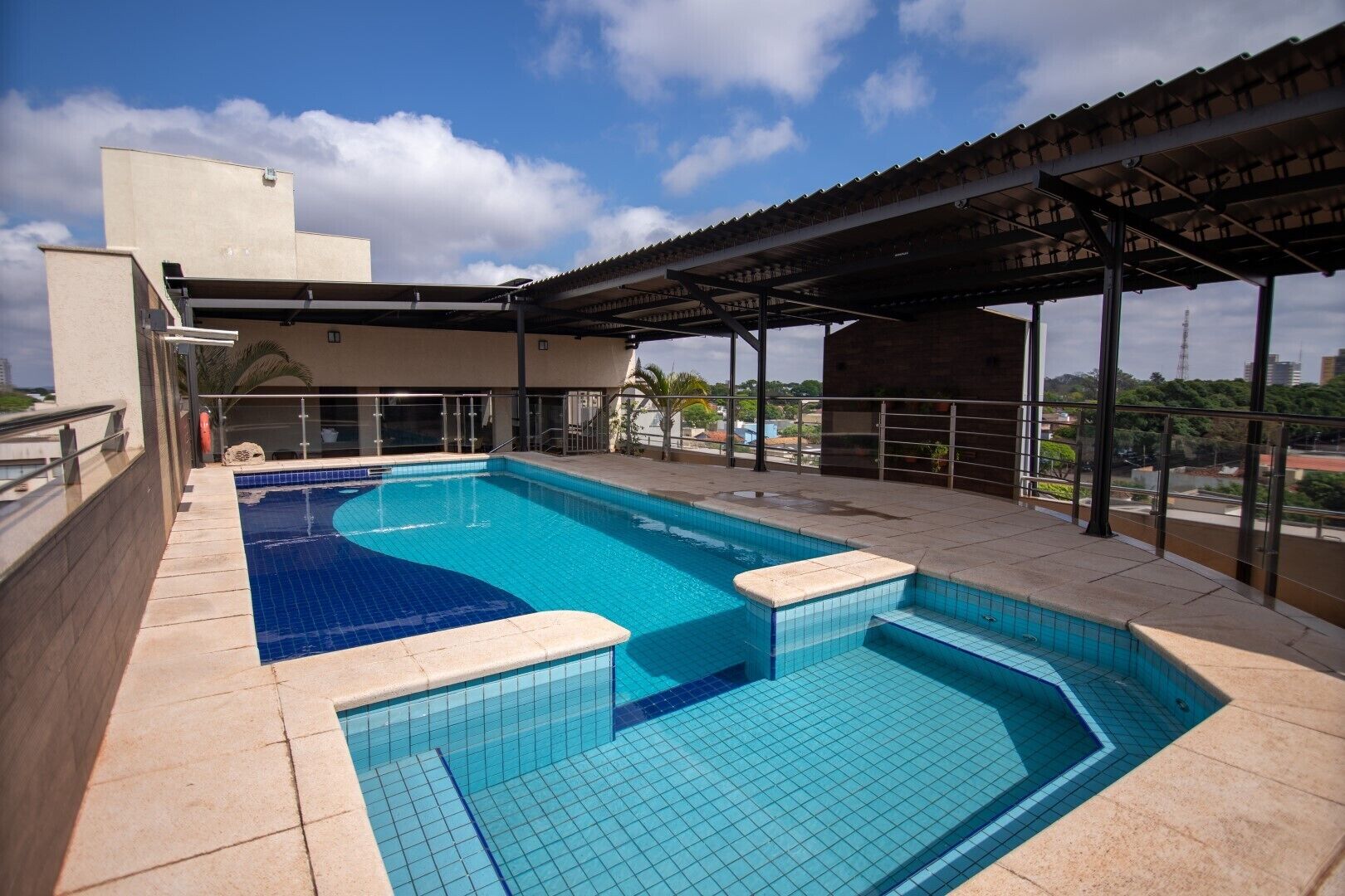 outdoor pool, pool loungers