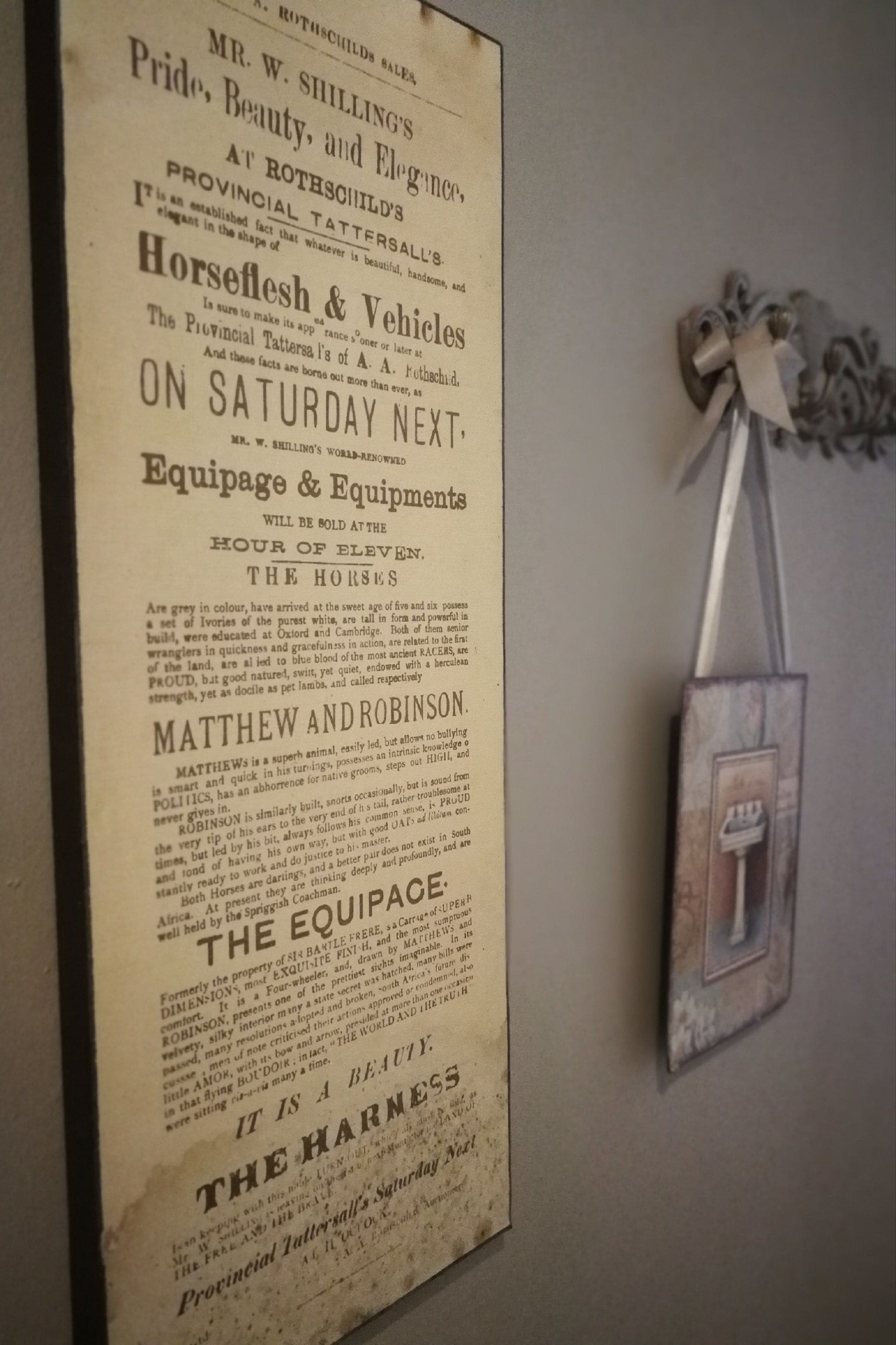 A vintage advertisement for Mr. W. Shilling's sale of horses and equipment.