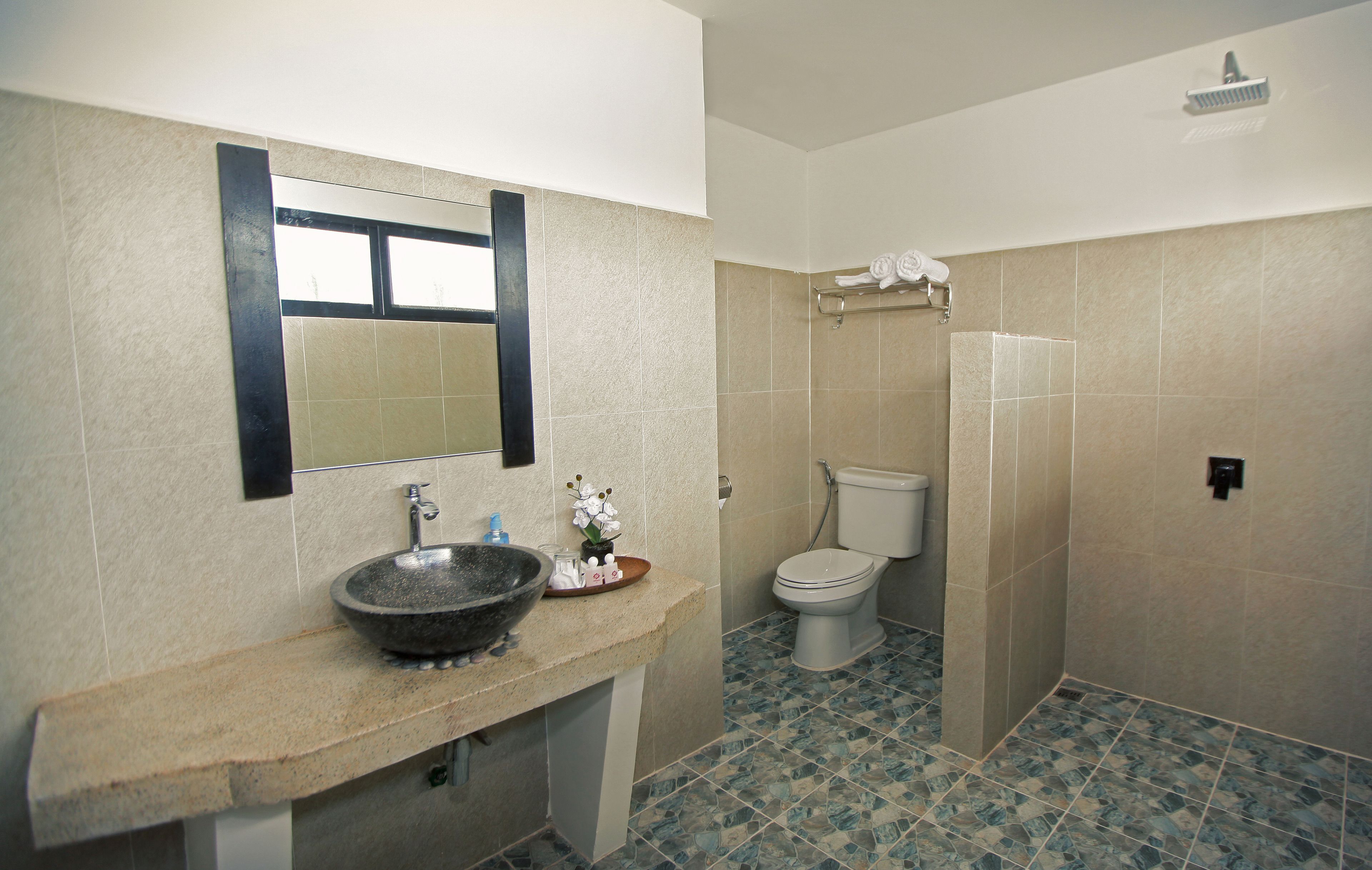 deluxe double terrace country view free airport pick up | bathroom | shower, hydromassage showerhead, designer toiletries, hair dryer