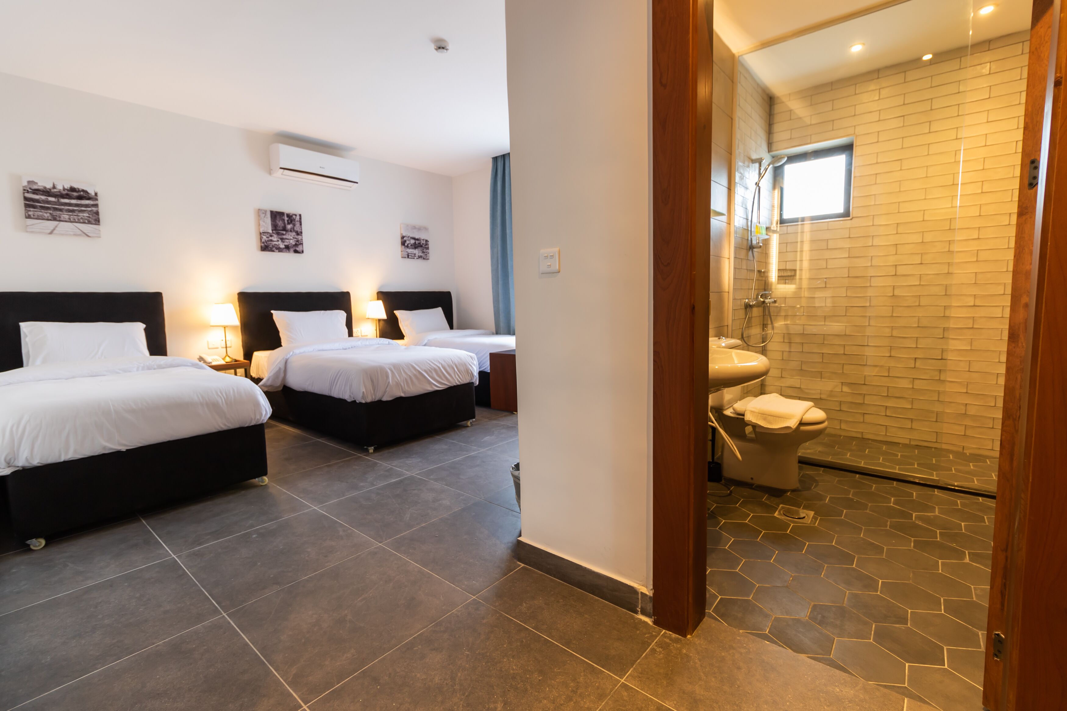 Deluxe Triple Room, 3 Twin Beds, City View | Bathroom | Shower, hydromassage showerhead, free toiletries, hair dryer
