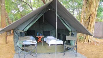 Desk, blackout curtains, free cots/infant beds