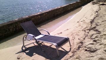 On the beach, white sand