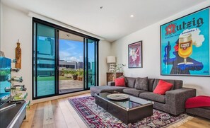 Two Bedroom Two Bathroom Terrace Apartment | Living area - Melbourne Holiday Apartments Flinders Wharf (Docklands)