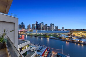 3 Bedroom 2 Bath Deluxe Apartment | Balcony view - Melbourne Holiday Apartments Flinders Wharf (Docklands)