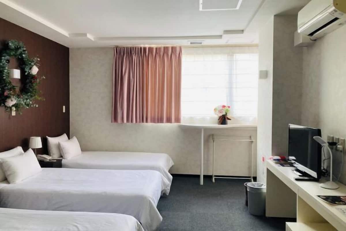 Blackout curtains, iron/ironing board, free WiFi, bed sheets