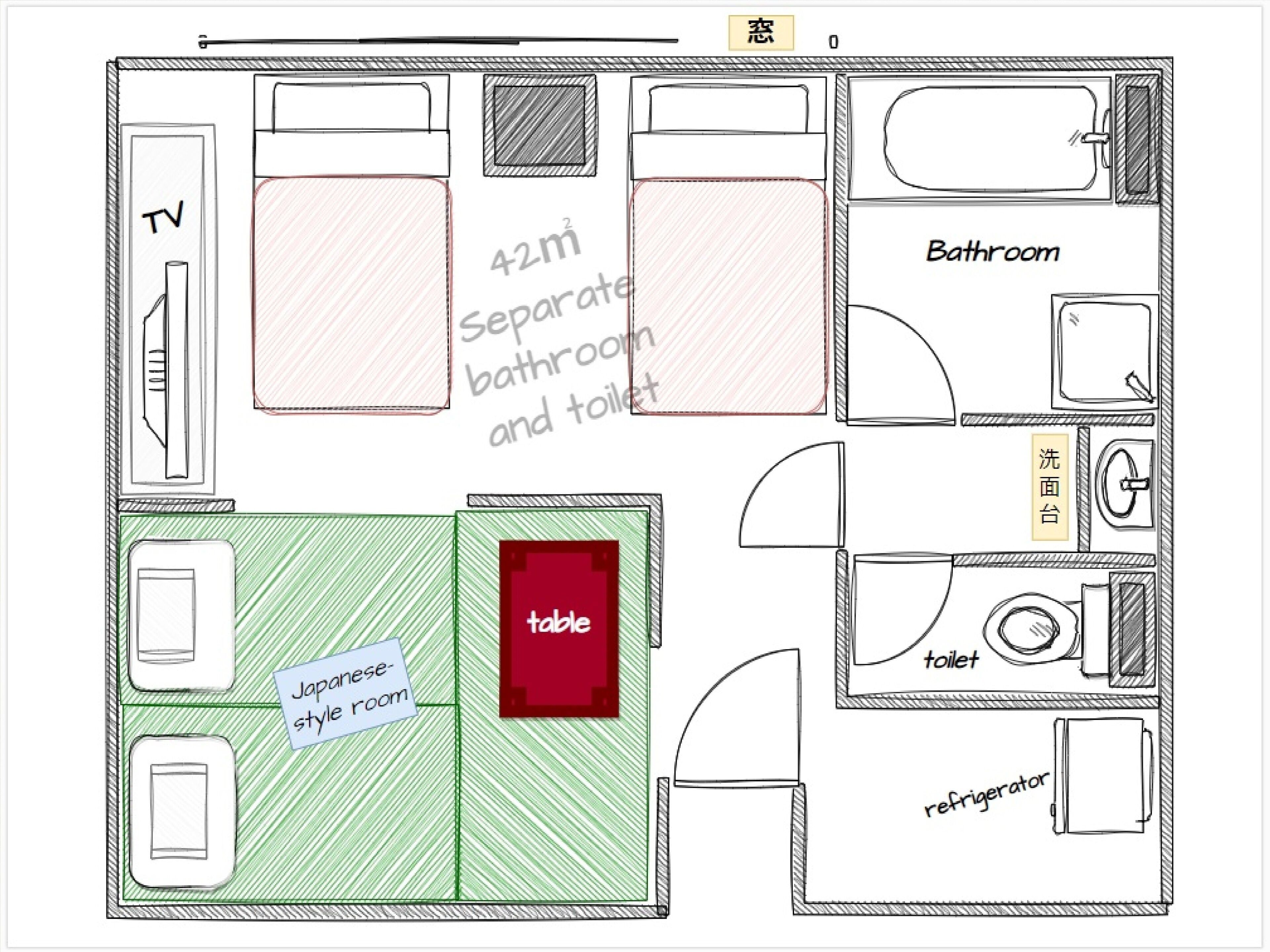 japanese western with 2 semi-double beds, non-smoking | 1 bedroom, blackout curtains, iron/ironing board, free wifi