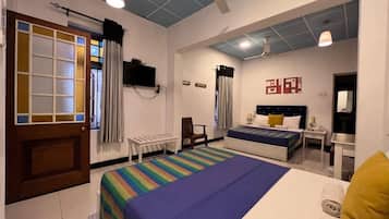 Premium Quadruple Room, 2 Double Beds | Premium bedding, in-room safe, desk, iron/ironing board