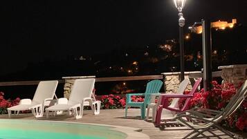 Outdoor pool, pool loungers