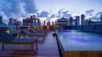 Outdoor pool, pool loungers