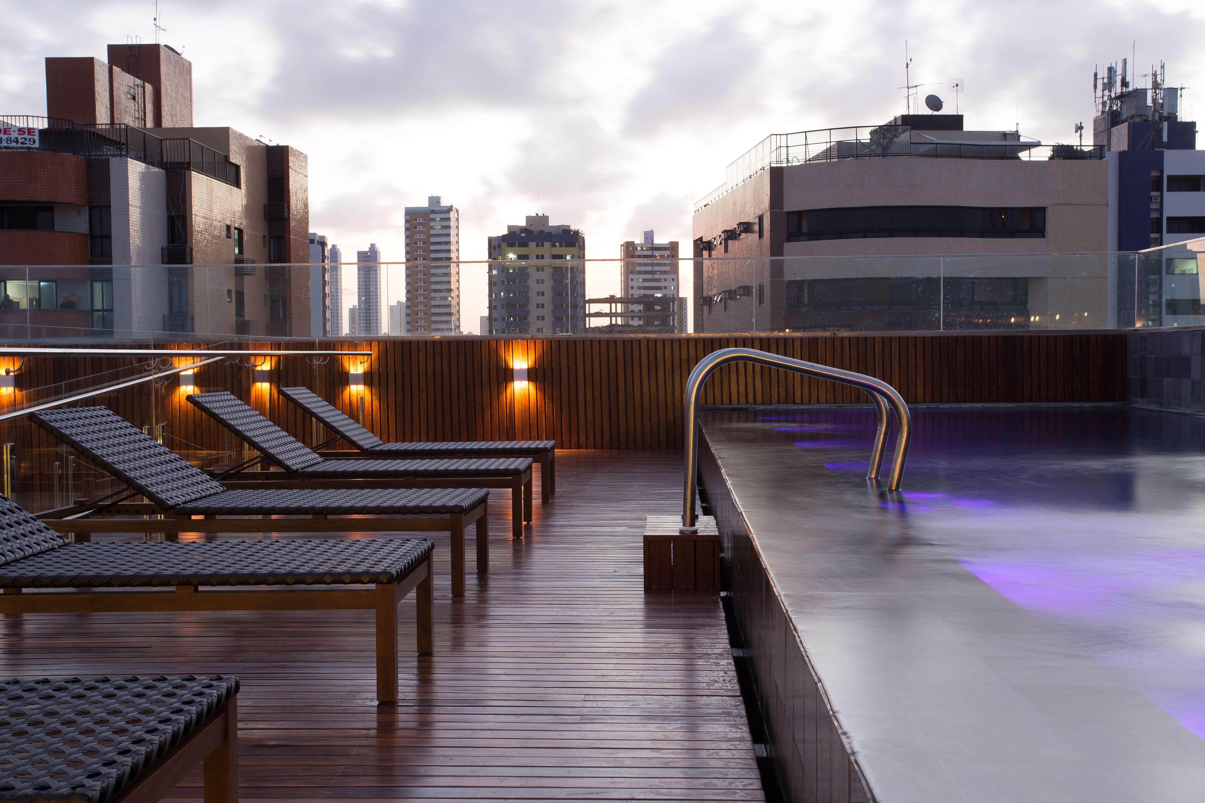 outdoor pool, pool loungers