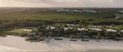 Plage privée, sable blanc, navette gratuite vers la plage
