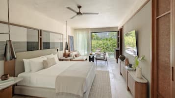 Roupas de cama premium, frigobar (abastecido com alguns itens grátis)