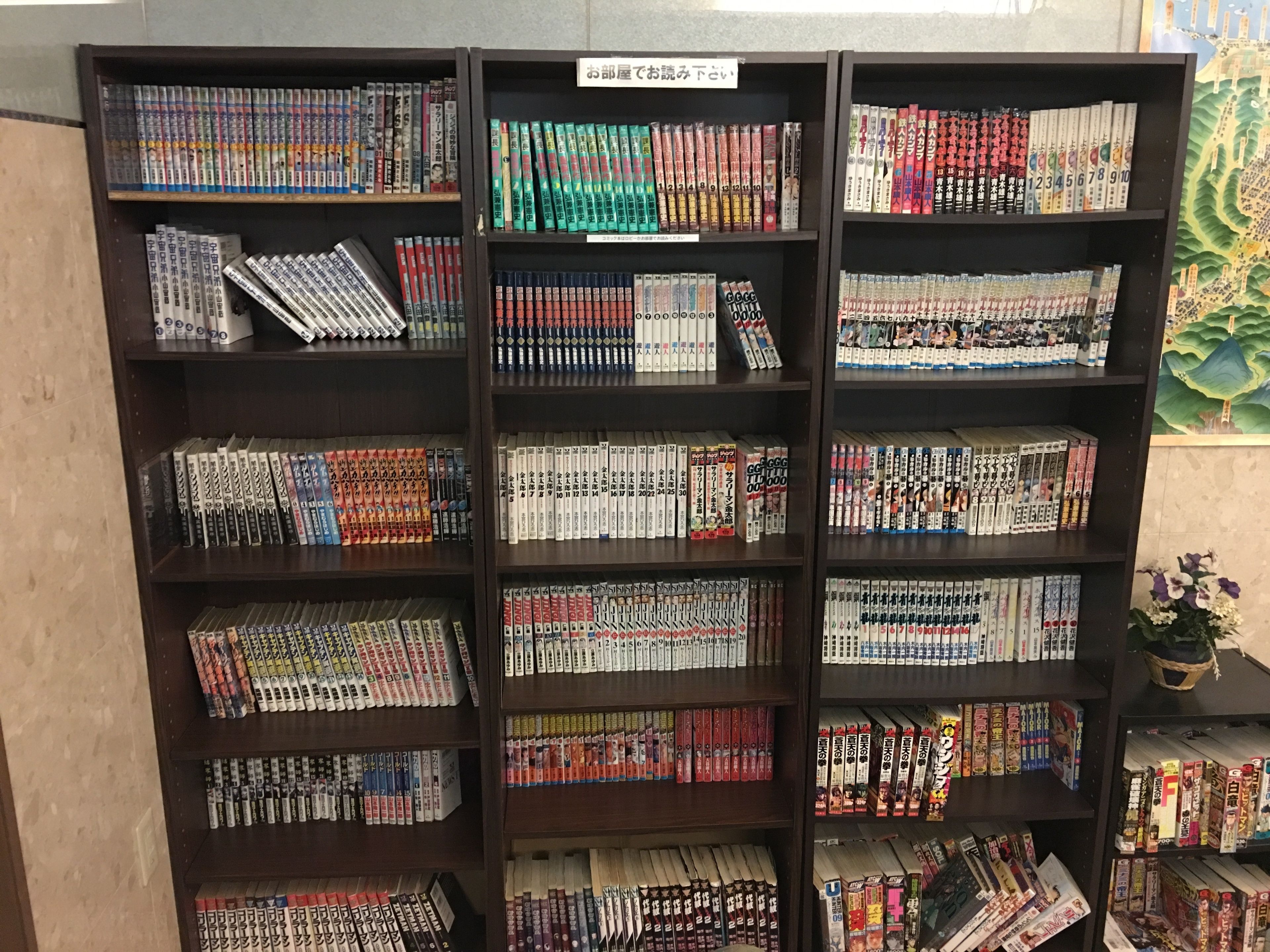 Una prestatgeria plena de llibres i revistes diverses, ordenats per mida i color.
