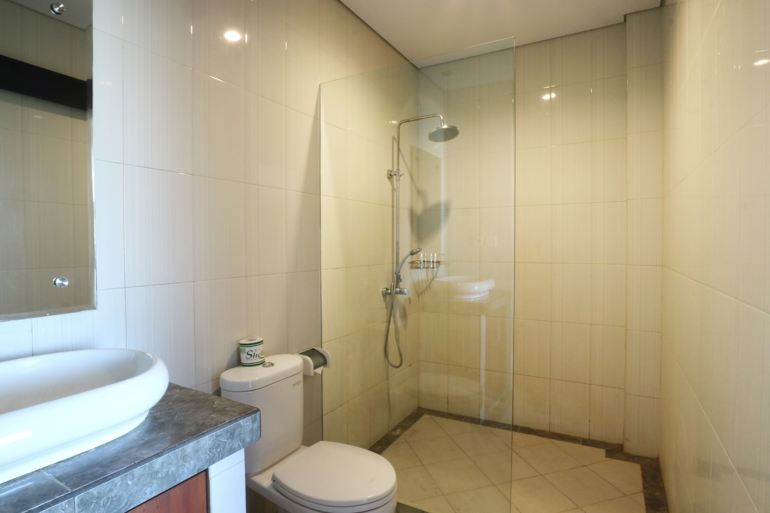 standard double or twin room | bathroom | shower, rainfall showerhead, free toiletries, towels