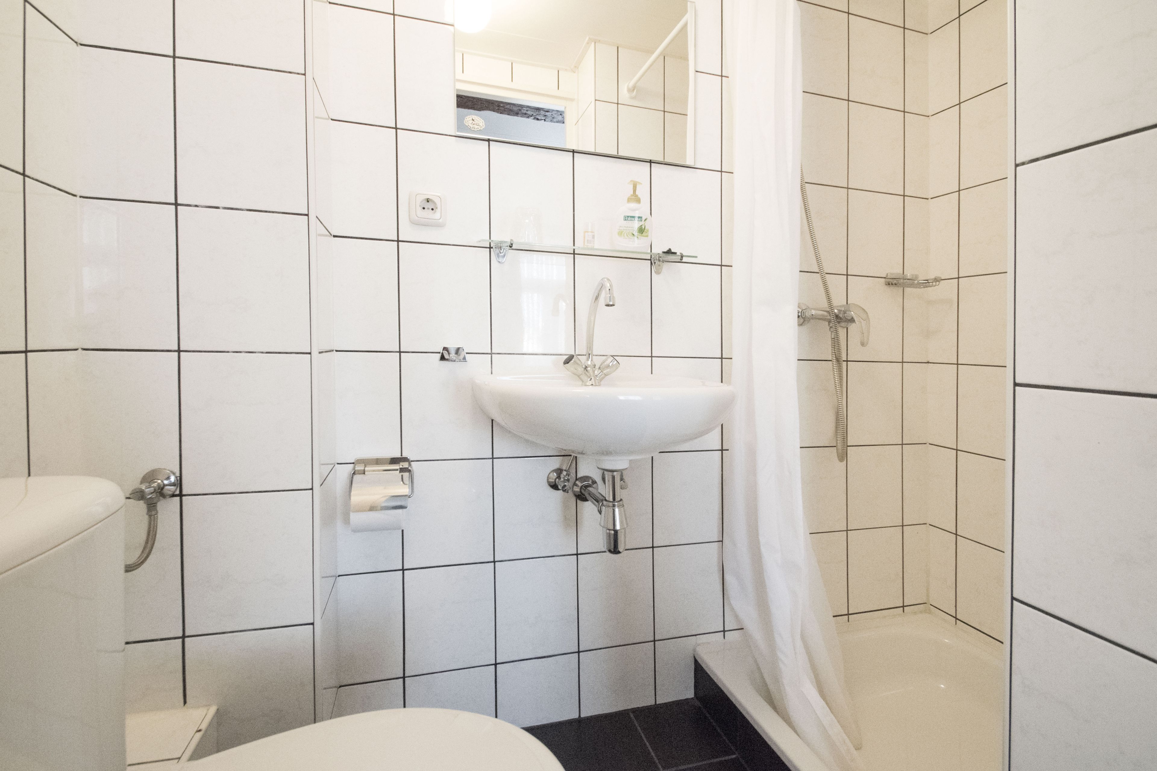 basic single room | bathroom | shower, free toiletries, hair dryer, towels