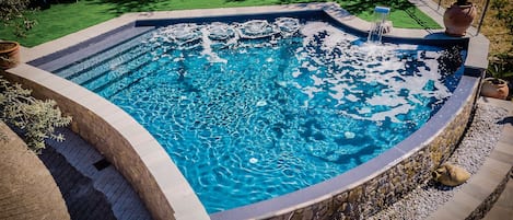 Outdoor pool, sun loungers