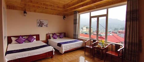 Desk, free WiFi, bed sheets