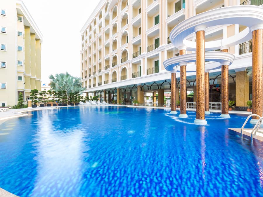 Outdoor pool, open 7:00 AM to 8:00 PM, pool umbrellas, sun loungers