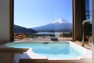 独立的浴缸和淋浴、免费洗浴用品、吹风机、拖鞋