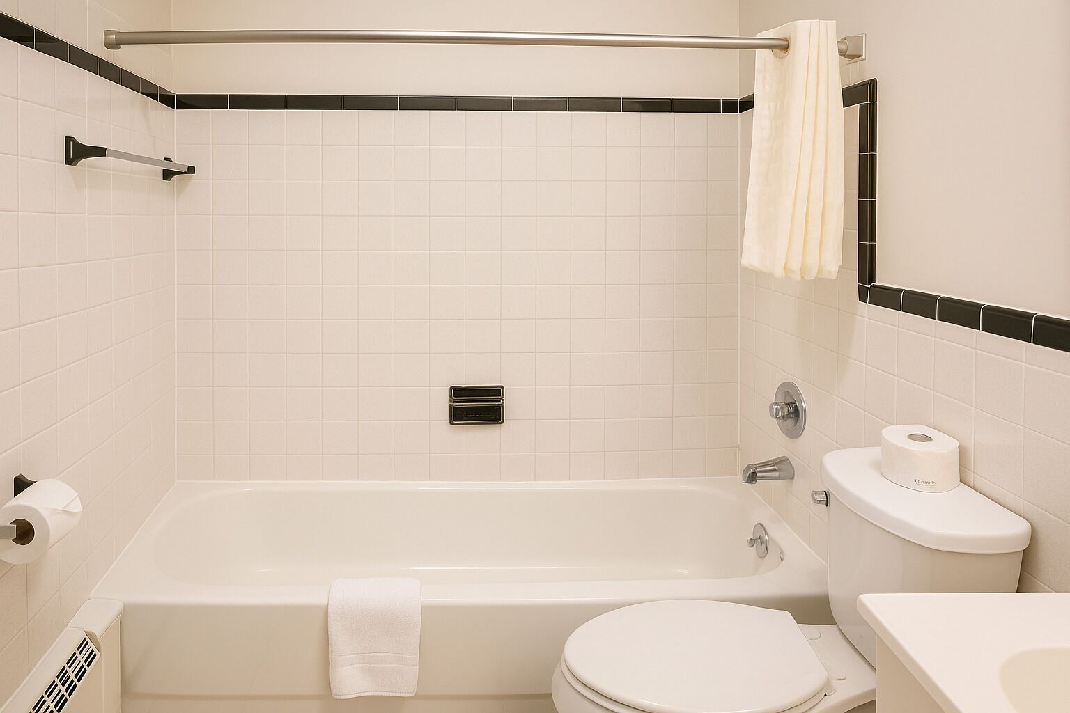 Kombinasi shower/bathtub dan perlengkapan mandi gratis