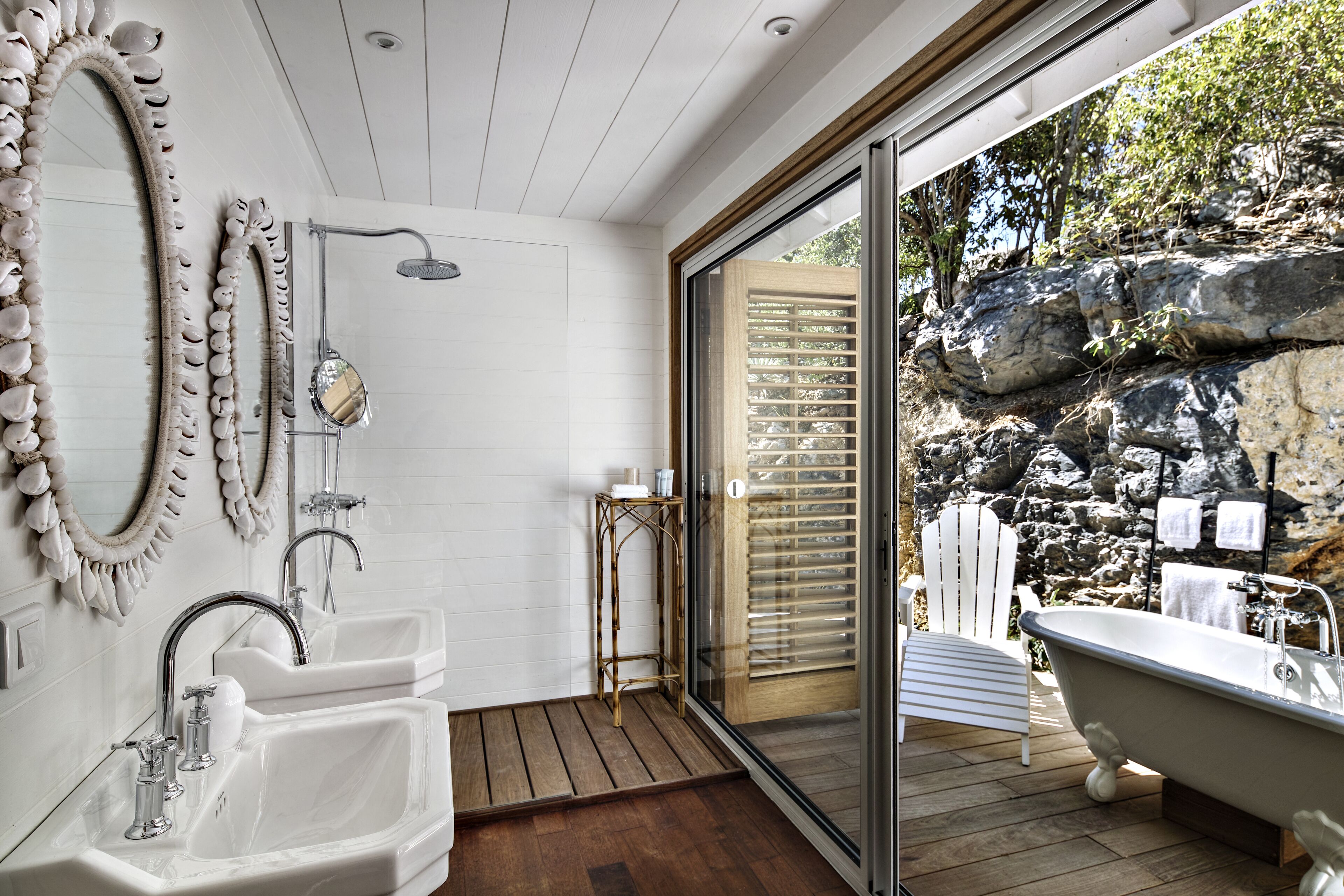 Designer toiletries, hair dryer, bathrobes, slippers