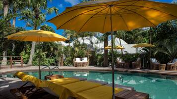 Outdoor pool, pool loungers