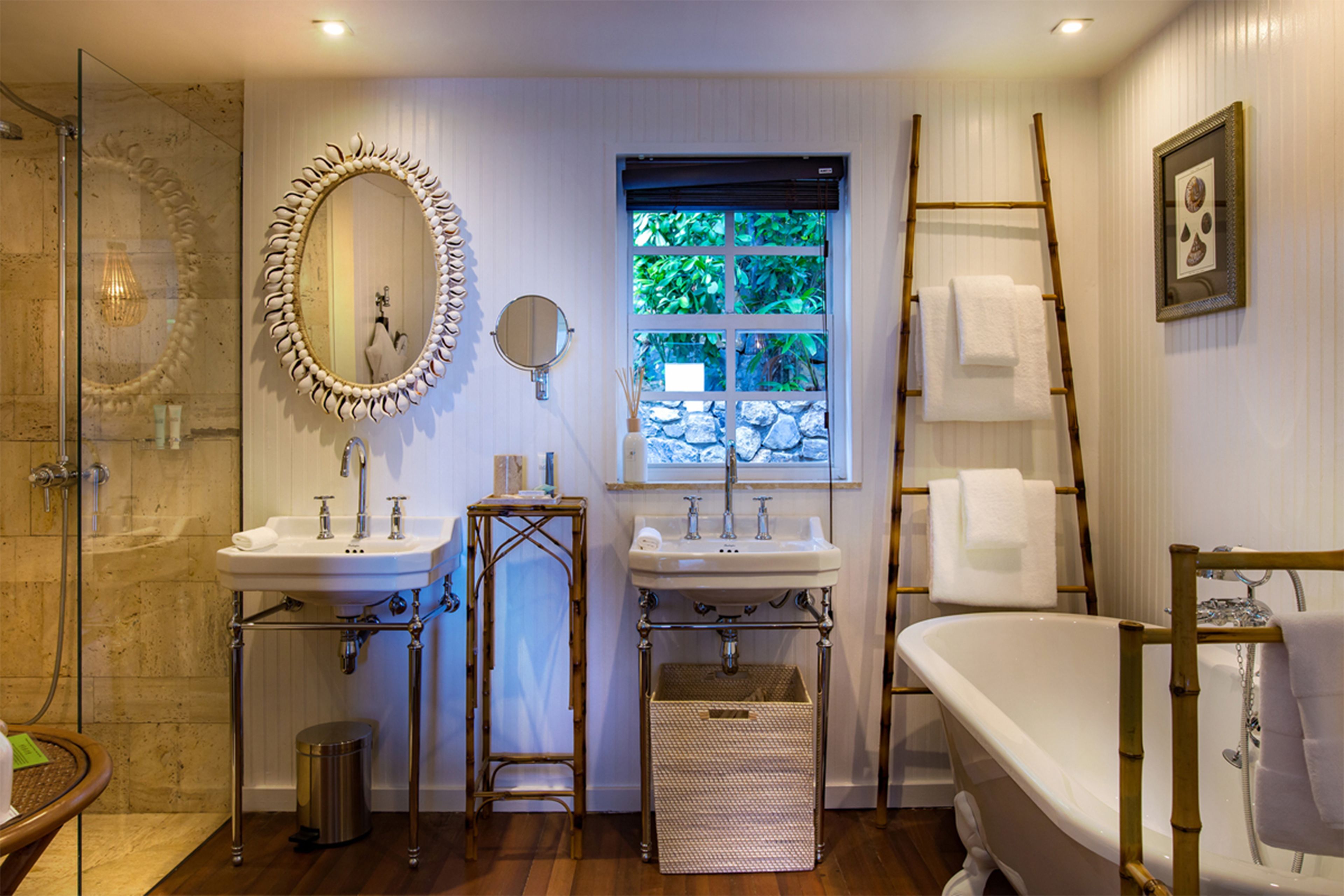 prestige caribbean bungalow - sea view - colombier hill | bathroom | designer toiletries, hair dryer, bathrobes, slippers