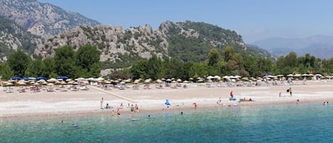 Private beach nearby, sun-loungers, beach umbrellas, beach bar