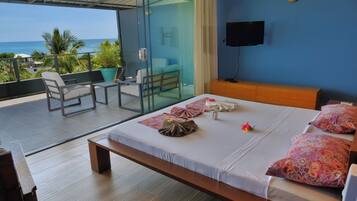 Grande chambre Deluxe 2 avec grande vue sur mer | Materassi a doppio strato, minibar, una cassaforte in camera