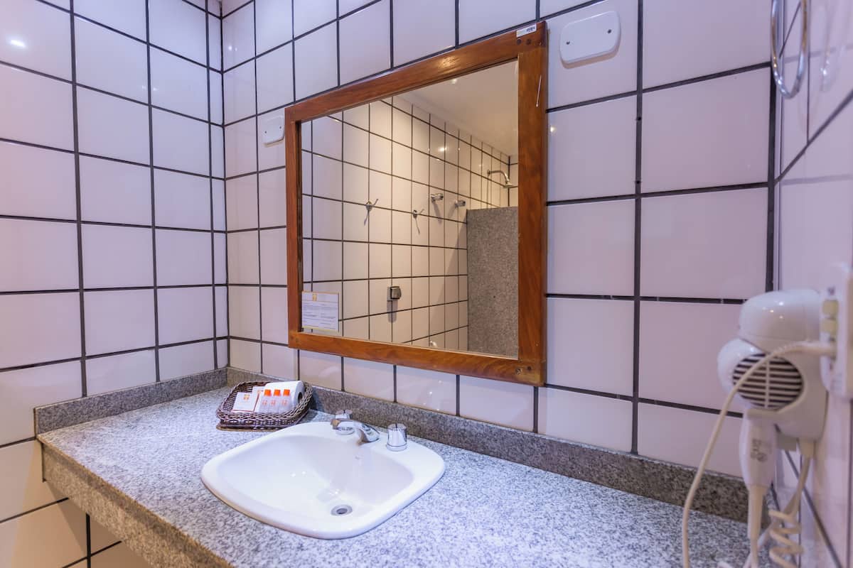 premium room | bathroom | shower, free toiletries, hair dryer, towels