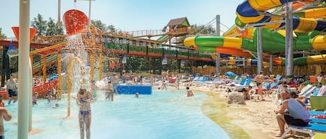 Indoor pool, seasonal outdoor pool, open noon to 8:00 PM, sun loungers