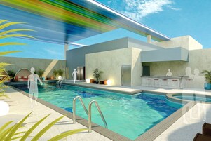 Una piscina al aire libre