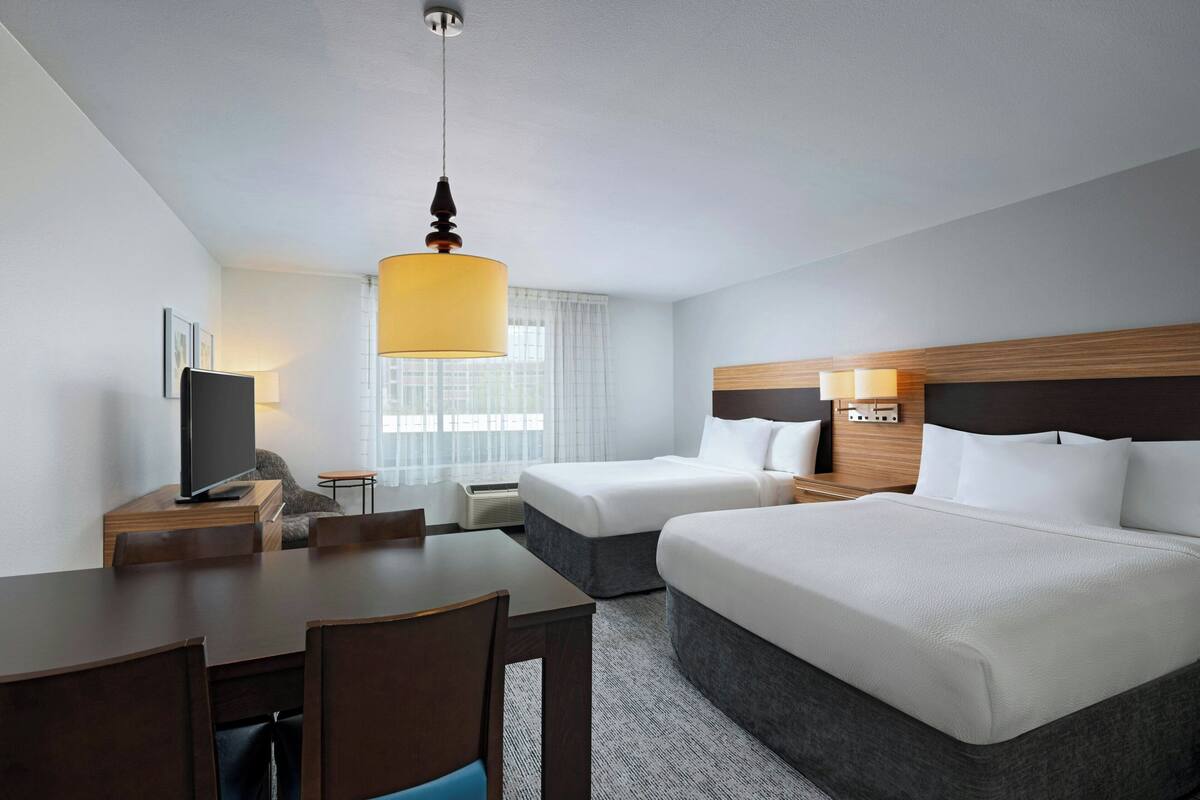 studio, 2 queen beds | in-room safe, desk, blackout curtains, soundproofing