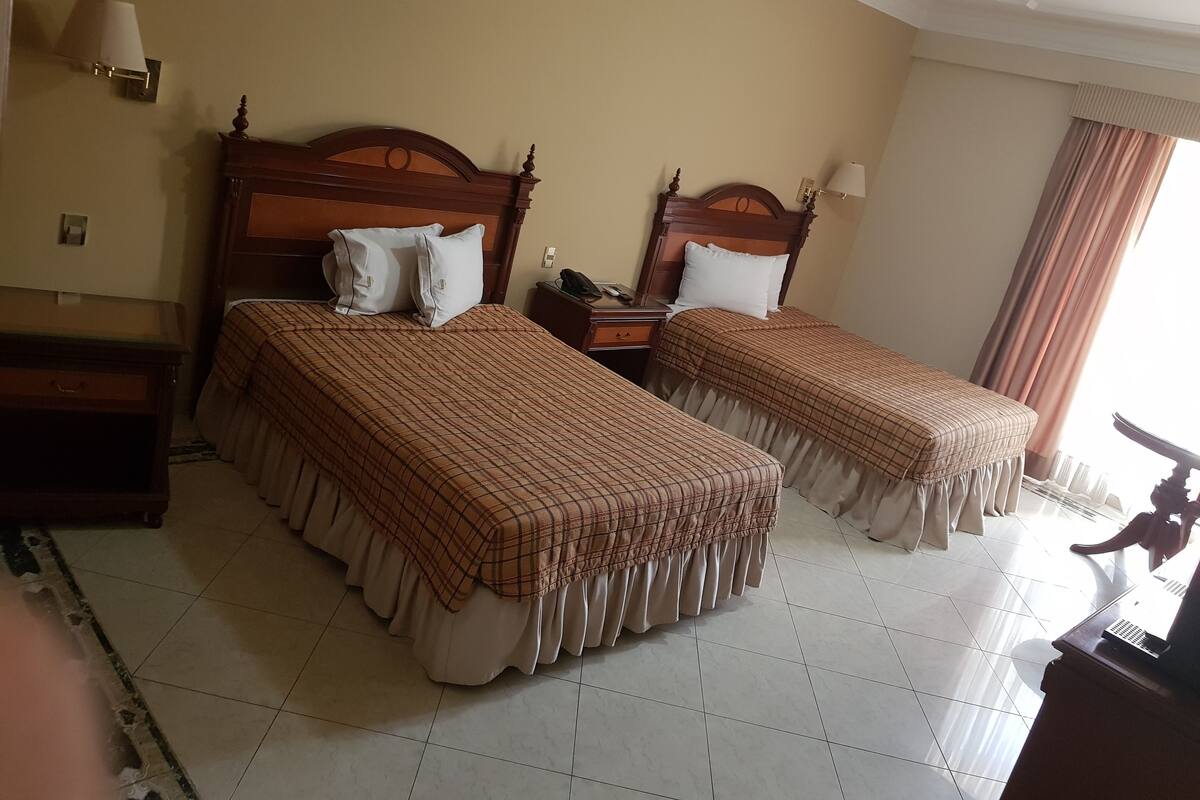 Junior Suite, 2 Double Beds | Premium bedding, minibar, in-room safe, desk