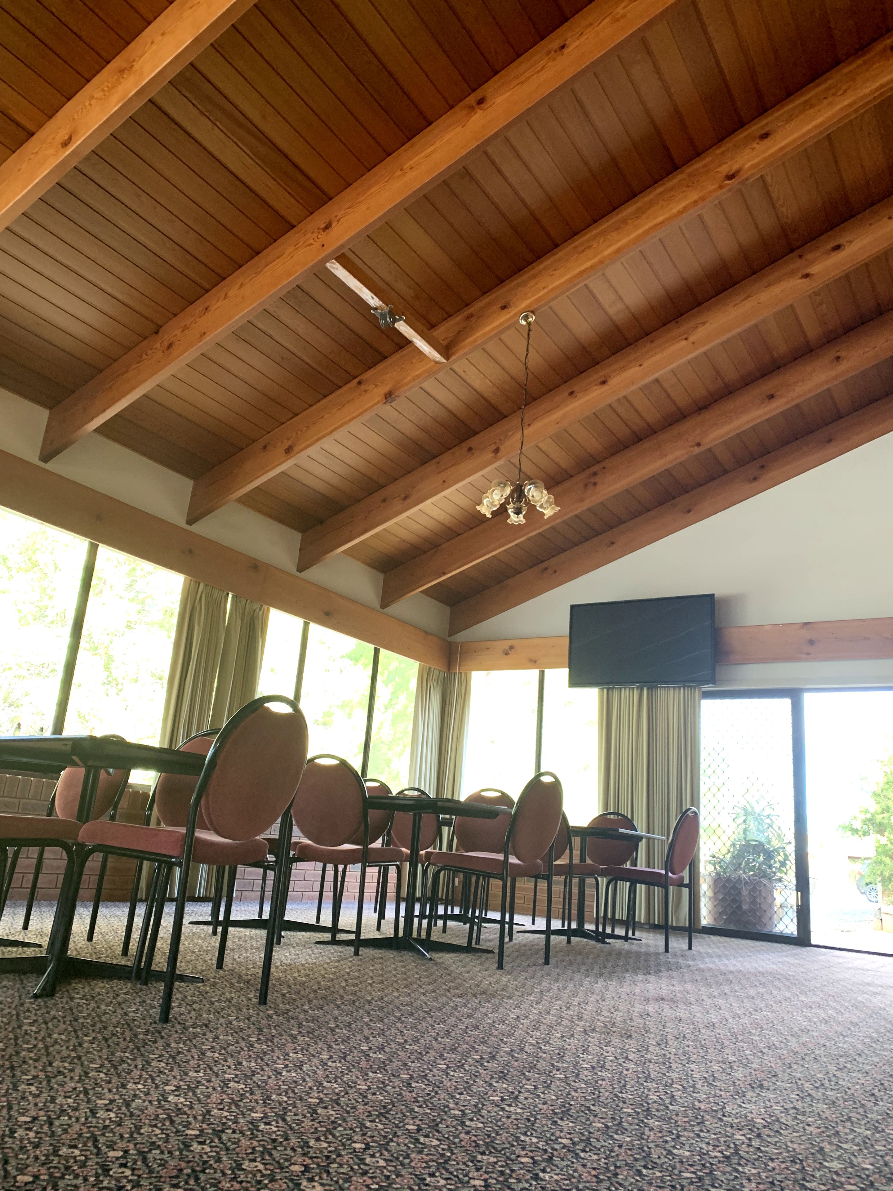 Dinner served, garden views 