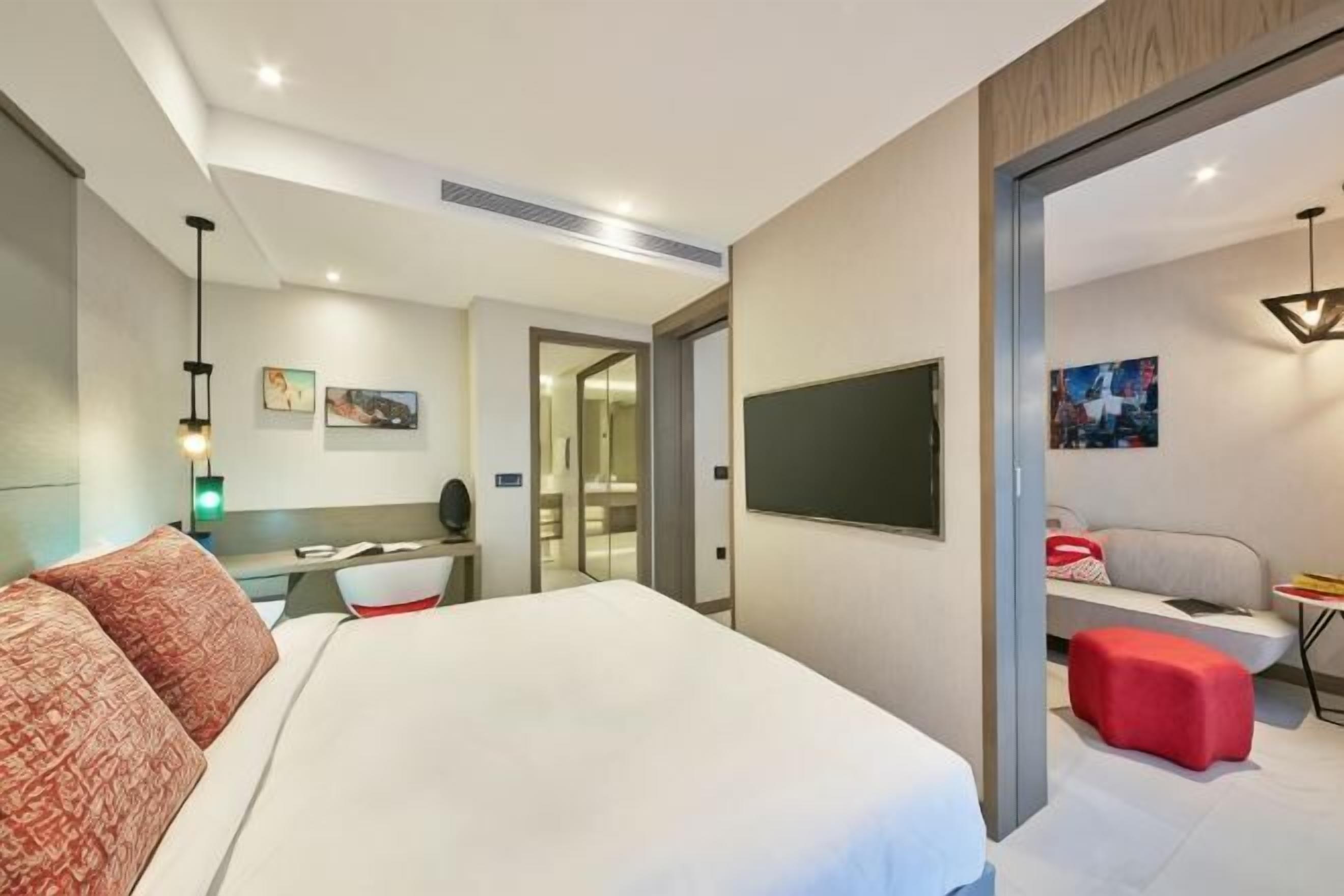 In-room safe, desk, laptop workspace, blackout curtains