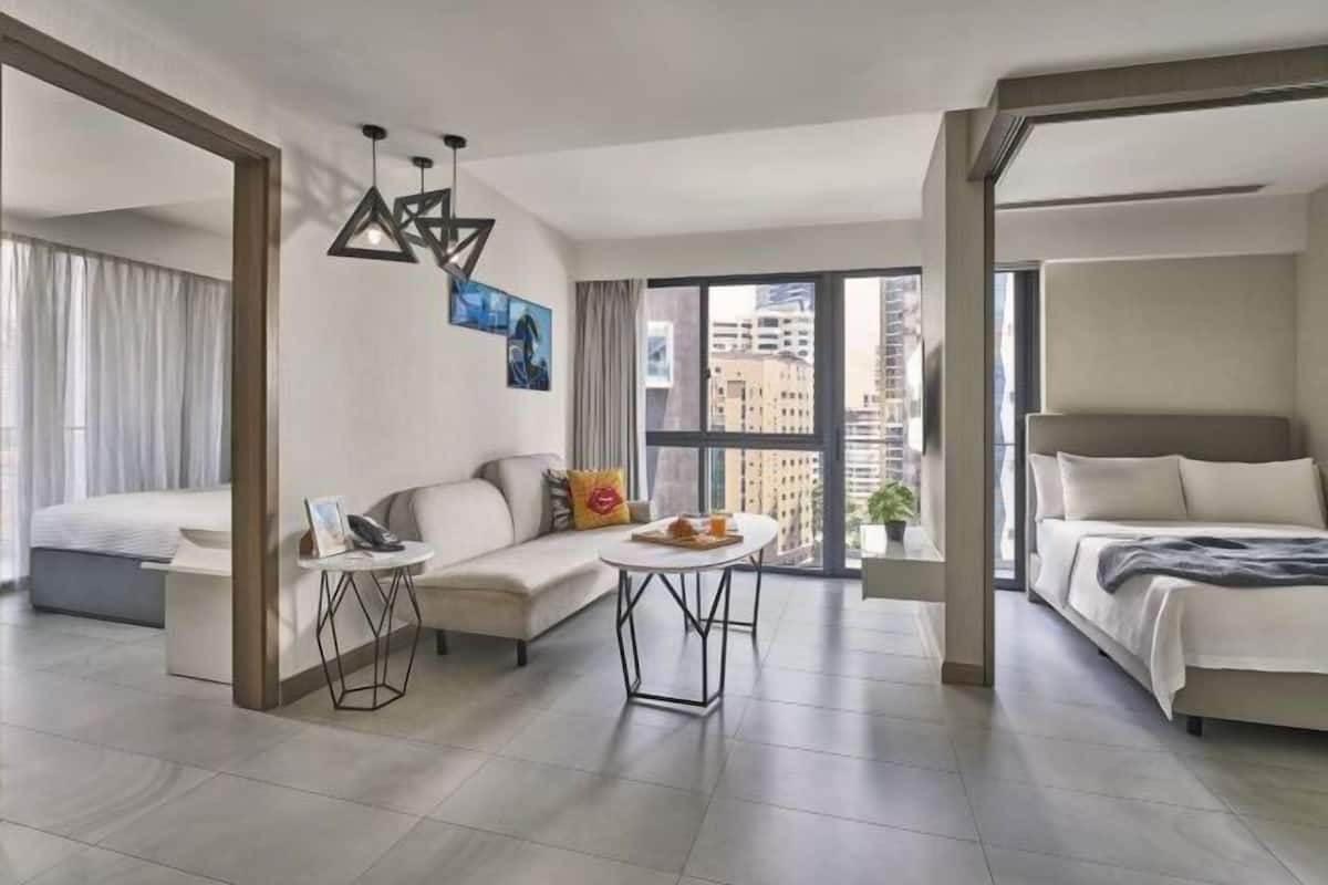 In-room safe, desk, laptop workspace, blackout drapes