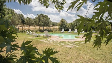 Outdoor pool, pool loungers