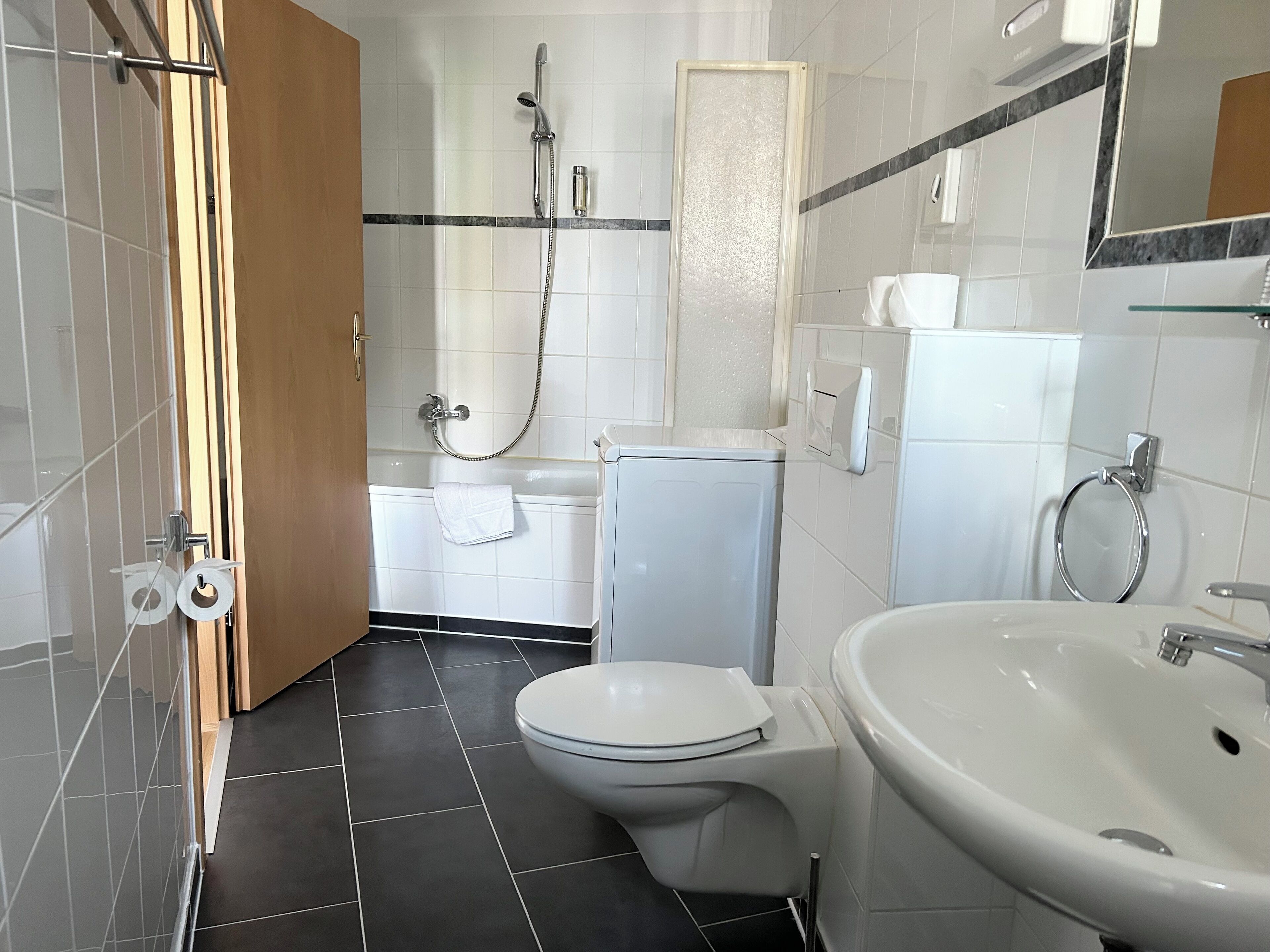 standard apartment (50) | bathroom | shower, free toiletries, hair dryer, towels