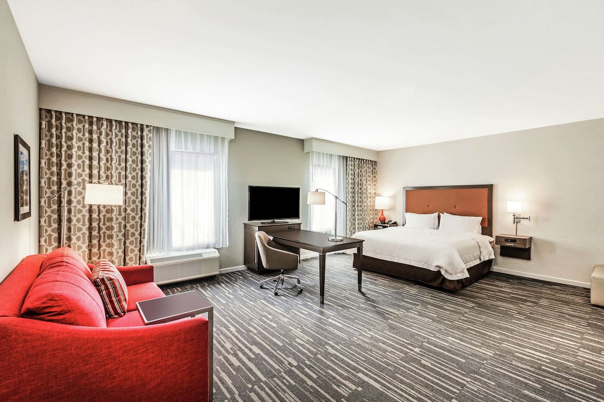 Studio, 1 King Bed, Non Smoking, Refrigerator (Wet Bar) | Desk, laptop workspace, blackout drapes, iron/ironing board