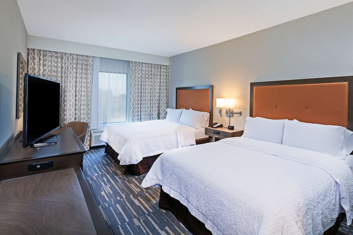Room, 2 Queen Beds, Non Smoking, Refrigerator | Desk, laptop workspace, blackout drapes, iron/ironing board