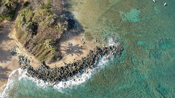 在海灘附近、沙灘巾