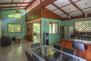 42-inch flat-screen TV with cable channels, TV