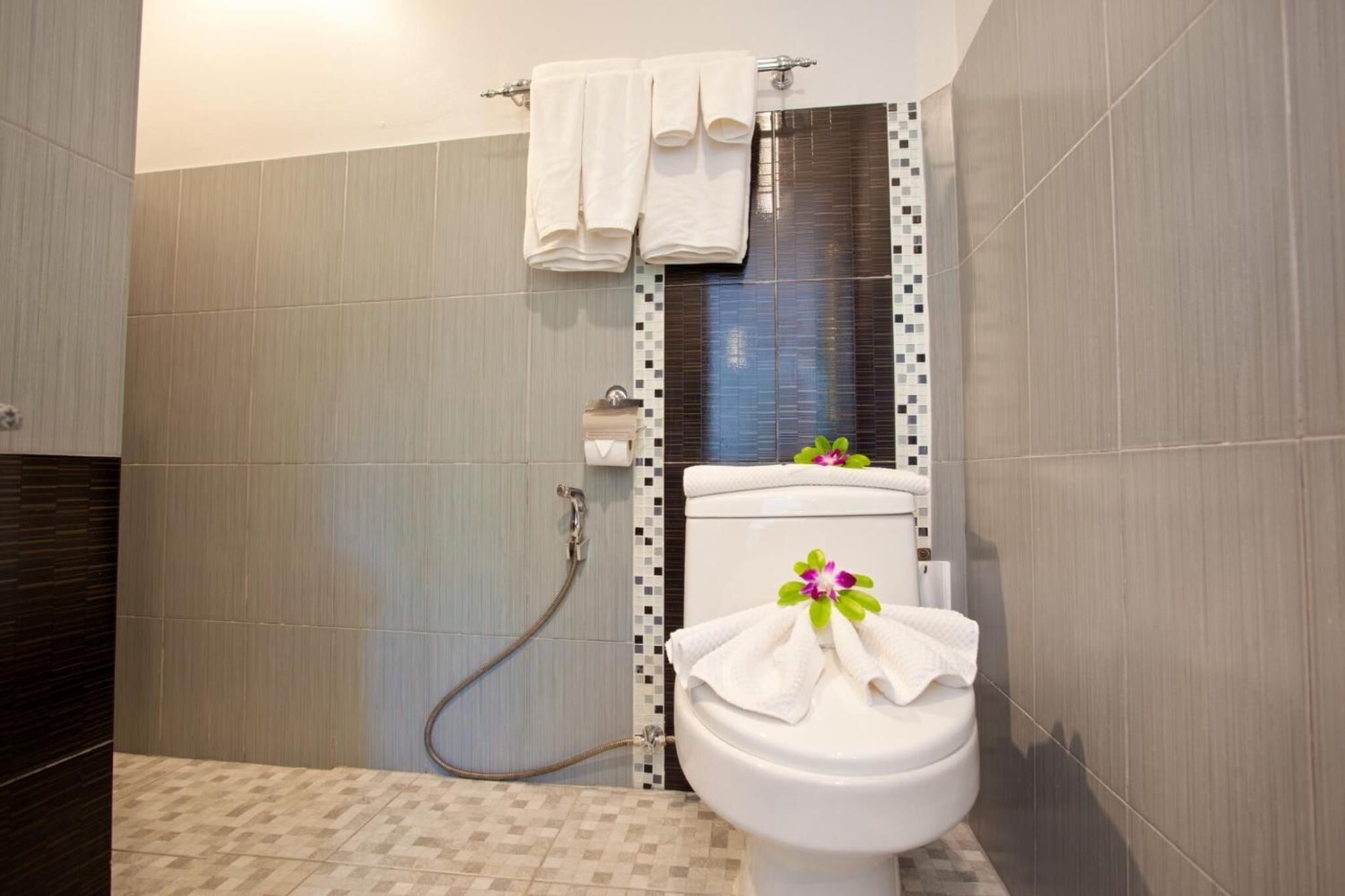 shower, free toiletries, hair dryer, bathrobes