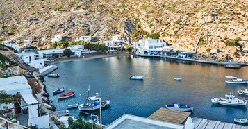 Panorama Twin kamer, 2 eenpersoonsbedden, uitzicht op haven, uitzicht op zee | Terras